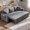 Lekvvied Divano letto 3 posti con contenitore,tasca contenitore,divano angolare a L,chaise longue intercambiabile a sinistra e a destra,divano 3 posti,Lino,Grigio scuro