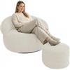 bananair - Poggiapiedi per Soggiorno - Rivestimento lavabile, imbottitura in schiuma - Foot Stool elegante, Ottomano Morbido e Confortevole (55 x 30 cm, Beige)