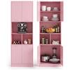 hitsuki Set da 2 Mobile Cucina Armadio Alto Rosa | 60x40x180.5cm Credenza con Ripiani Regolabili per Cucina Soggiorno