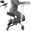 RELAX4LIFE Sedia a Ginocchio con Altezza Regolabile,Nero (72 x 46 x 68 cm) | Sedia Ergonomica senza Schienale, 4 Ruote Bloccabili, Telaio a X, per Lavoratori d'ufficio Sedentari, Adulti Irrequieti, Yoga