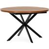 HOMN LIVING Tavolo da Pranzo Rotondo allungabile Murano Effetto Noce, 120-160 cm (Lunghezza), 12 cm (profondità), 75 cm (Altezza)