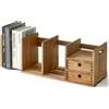 KIRIGEN Organizer da Scrivania in Legno - Scaffale Regolabile ed Estensibile con Cassetto - Libreria e Portadocumenti, Completamente Assemblato, Ideale per Ufficio e Casa marrone