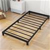 VERFARM Letto a piattaforma in metallo, struttura per letto 90 x 200 cm, bassa, in metallo, moderno letto in metallo, per adulti, bambini, ragazzi, facile da montare, letto singolo nero, 12 cm di