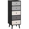 HOMCOM Mobile Cassettiera 5 Cassetti 40x40x111.5cm Nero e Grigio | Fantasia Geometrica, Arredamento Moderno, Camera e Ingresso