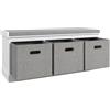 HOMCOM Panca Scarpiera da Ingresso con 3 Cassetti 105x35x47 cm Bianco | Cassapanca Scarpiera con Seduta in Legno e Tessito, Panca Portascarpe per 3 Paia di Scarpe, Soggiorno e Corridoio