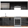Vicco Cucina componibile Fame-Line Antracite lucido/Rovere 240 cm | 7 Moduli · Piedini regolabili in altezza · Piano di lavoro incl. · Ante in MDF · Softclose · Maniglie in metallo