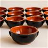 Generico Set 12 Tegamini Terracotta Bicolore 16cm - Ciotole Ceramica con Manici Nero Marrone - Altezza 6cm Tapas Antipasti Contorni Primi - Artigianali - Ebook Omaggio