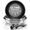 Kiseely Padella Antiaderente a Induzione in Acciaio Inox, Set 3 Padelle Antiaderenti, Manico Removibile, rivestimento Antiaderente,antigraffio, Induzione e Gas (MD1)