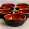 Generico Set 6 Tegamini Terracotta Bicolore 16cm - Ciotole Ceramica con Manici Nero Marrone - Altezza 6cm Tapas Antipasti Contorni Primi - Artigianali - Ebook Omaggio