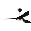 reiga Ventilatore da soffitto moderno 132 cm oro nero con luce, telecomando | Smart WiFi 3 pale, motore DC silenzioso per soggiorno e camera da letto