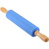 HOTMNTY Mattarello in silicone antiaderente, mini rullo per impasto pizza, biscotti, con manico in legno (blu, 30,5 cm)