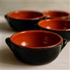 Generico Set 4 Tegamini Terracotta Bicolore 14cm - Ciotole Ceramica con Manici Nero Marrone - Altezza 5cm Tapas Antipasti Contorni Primi - Artigianali - Ebook Omaggio