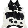 Hide & Haus Tappeto in vera pelle di mucca bianco e nero pezzato, misura piccola (160 x 145 cm), con 4 sottobicchieri in pelle bovina