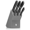 WMF Porta coltelli WMF con set di coltelli da cucina, 7 pezzi, set di coltelli da cucina con supporto, 6 coltelli affilati, blocco in legno verniciato, acciaio speciale per lame