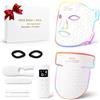 Cuidongsheng Maschera LED Facciale per Viso e Collo,LED Face Mask in Silicone Antirughe,Maschera Viso con Luce Rossa e Infrarossi,Ringiovanimento,5 Timer,Ricaricabile,Adatto a Tutti i Tipi di Pelle