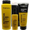 FEI FAN SET NUTRITIVE: Shampoo Nutriente e Ristrutturante 500ml + Maschera Flash 1 Minuto, Trattamento Intensivo 190ml + Spray Illumina & Nutre 125ml + Fascia Per Capelli (Colori Assortiti)