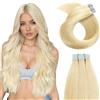 YILITE Extension Capelli Veri Biadesivo 20 PCS/40G Silky Straight Pelle Weft Nastro Extension Biadesive Capelli Veri Tape in Hair Extensions (35cm #613 Bleach Blonde)