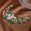 Generic Pettini per capelli con perle, da sposa, con fiori, accessori per capelli da sposa, per donne e ragazze (verde)