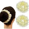 BlueQueen Accessori per capelli tradizionali indiani bianchi Gajra fiori artificiali gioielli fatti a mano Veni tiara per le donne abbigliamento da sposa mehndi capelli chignon / 2 pezzi