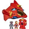 Marvel Hasbro, Marvel, Serie Disney Jr. Iron Man e i Suoi Fantastici Amici, Giant-Sized Armor Iron Jet, Action Figure, Veicolo Giocattolo, dai 3 Anni in su