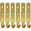 Lunhoo 6 ganci resistenti a forma di J, ganci dorati per quadri pesanti di grandi dimensioni, per appendere e fissare specchi in gesso o parete solida