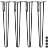 HOLZBRINK 4x gamba da tavolo in metallo con 3 aste Hairpin,Gamba con asta tripla per mobili, tavolo, 80 cm, Acciaio Grezzo Verniciato, HLT-13A-80-0000