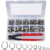 Outigu 150 fascette stringitubo a orecchio singolo in acciaio inox 304 con pinza: kit assortito (7-21 mm) per tubi dell'acqua, idraulici e uso automobilistico, tra cui morsetti Pex (150 pezzi)