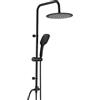 Ulytid Colonna Doccia Nera in Acciaio Inox Senza Rubinetto, Sistema Coccia a Parete, Foro a Muro Regolabile 35-54 cm, Set Doccia con Soffione Tondo da 25 cm e Doccetta con 3 Tipologie di Getto, Tubo