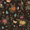 VEELIKE Carta da Parati Floreale Farfalla Nero Vintage Carta Adesiva per Mobili Fiori Carta da Parati Foglie Tropicali Pellicola Adesiva Decorativa Floreale Fotomurali Camera da Letto 44.5cm×300cm