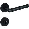 Gavroche Maniglia per porta del bagno, in acciaio inox, colore nero, set di maniglie per WC, con chiusura per WC, per bagno e toilette, con rosetta rotonda, per porta del bagno
