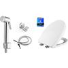 Ibergrif Kit WC, Sedile O con Chiusura Ammortizzata e Doccetta Bidet | Set WC con sedile ovale a sgancio rapido, doccetta cromata, flessibile da 1,2 m e supporto a parete