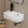 EMKE Piccolo lavandino rettangolare 40,0 × 25,0 × 14,0 cm, in ceramica, con foro per rubinetto e troppopieno, piccolo lavandino a mano, ideale per bagno e WC degli ospiti, bianco