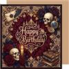 Edition Seidel Premium Biglietto di auguri quadrato con busta. Auguri di buon compleanno inglese Happy Birthday per Uomini Donne gotico dark romantico teschio (GQ621 SW026)