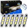 YM E-Bright 6X 44MM Lampadine LED per auto C5W, lampadine a festone, 12V 5050 Chipset 6461 C5W Lampadine per auto Cupola Mappa Tronco Luce di cortesia (bianco)