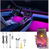QAUBEN Kit di illuminazione ambientale auto 64 colori musica multicolore fibra ottica APP controllo auto fai da te illuminazione dell'atmosfera decorativa DC 12V 1W 4m