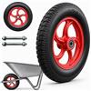 Relaxdays Set 2 ruote per carrello 3.25-8, gomma piena, nero/rosso