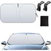 QEEROYO Parasole Auto Parabrezza 145×80cm, Parasole Auto Interno, Parasole Macchina, Con 2 ganci, Pieghevole Ombrello Auto Universale Protezione dai Raggi UV