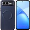linsuyu Cover Compatible con Infinix Smart 10 Plus Supporto magnetico per auto, custodia in pelle PU goffrata + TPU Blue