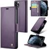 Idhiem Flip Libro Wallet Cover per iPhone 11 Pro Max, Viola | Pelle PU Premium, Custodia Portafoglio Flip Libro, Blocco RFID, Slot per Carte, Antiurto Wallet Cover, Funzione Supporto