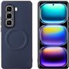 linsuyu Cover Compatible con Infinix Hot 50 Pro Plus Supporto magnetico per auto, custodia in pelle PU goffrata + TPU Blue