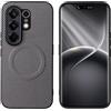 linsuyu Cover Compatible con Tecno Camon 40 Pro 4G Supporto magnetico per auto, custodia in pelle PU goffrata + TPU Gray