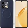 linsuyu Cover Compatible con Realme 16 Pro Plus 5G Supporto magnetico per auto, custodia in pelle PU goffrata + TPU Blue