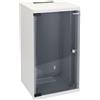 HMF 63412-07 Armadio di rete, armadio server 10 pollici | 12 U | profondità 300 mm | completamente assemblato | porta in vetro | grigio chiaro