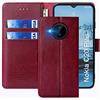 FMPCUON Cover per Nokia C20 PLUS,Cover in Pelle Nokia C20 PLUS,Flip Wallet Case Custodia in Pelle PU Premium,con Magnetica a Scatto per Nokia C20 PLUS,Rosso