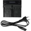 vhbw caricatore duale compatibile con Canon Legria HF R16, HF R17, HF R18, HF R106 HD camera camcorder - Stazione di carica, spia di carica