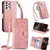 FERLAN Cover per Samsung Galaxy A23/F23 5G/M23 5G/M13 4G, Fiori Custodia a Libro Portafoglio Antiurto in Pelle PU Flip Case Interna Silicone con Porta Carte, Supporto, Chiusura Magnetica e Cinturino, Rosa