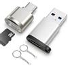 HAUXGOGO Lettore di schede USB-C, Lettore di Schede mini TF, Supporta Schede MicroSD/TF, Include Adattatore da USB-C a USB-A, Adatto a smartphone, tablet, laptop e altro ancora - Argento
