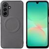 linsuyu Cover Compatible con Samsung Galaxy A27 Supporto magnetico per auto, custodia in pelle PU goffrata + TPU Gray