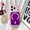 Generico Custodia Portatile Magnetica A Contrasto Di Colore (Purple,14 Pro Max) | per IPhone 17/16/15 / 14 Pro Max, Custodia Color Block Jelly, Compatibile Con Magnete