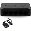 Gsrimgratoe Mini Switch di Rete 5 Porte Switch Ethernet Splitter Internet Desktop 10/100/1000 Mbps Hub RJ45, Gigabit Nero, Spina UE